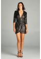 Mid Sleeve Sequin Tulip Hem Dress